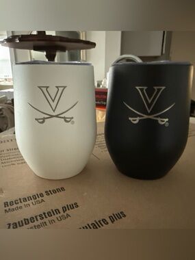 University of Virginia UVA Cavalier Logo Wine Tumblers - Black & White